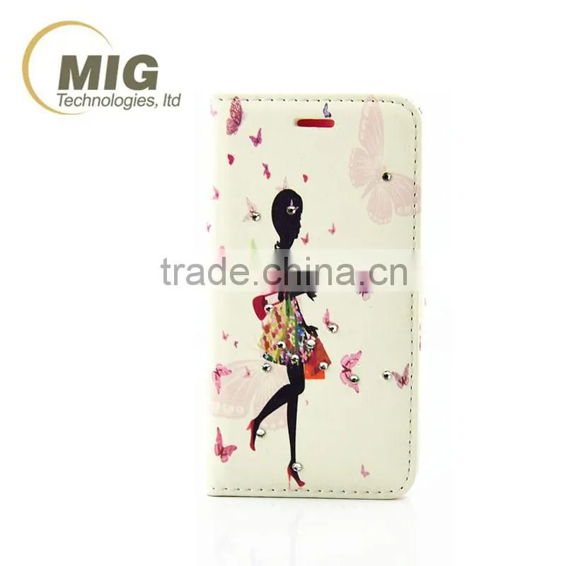 Happniess Girl leather case, wallet case stand cover for iphone 7, for new iphone cover