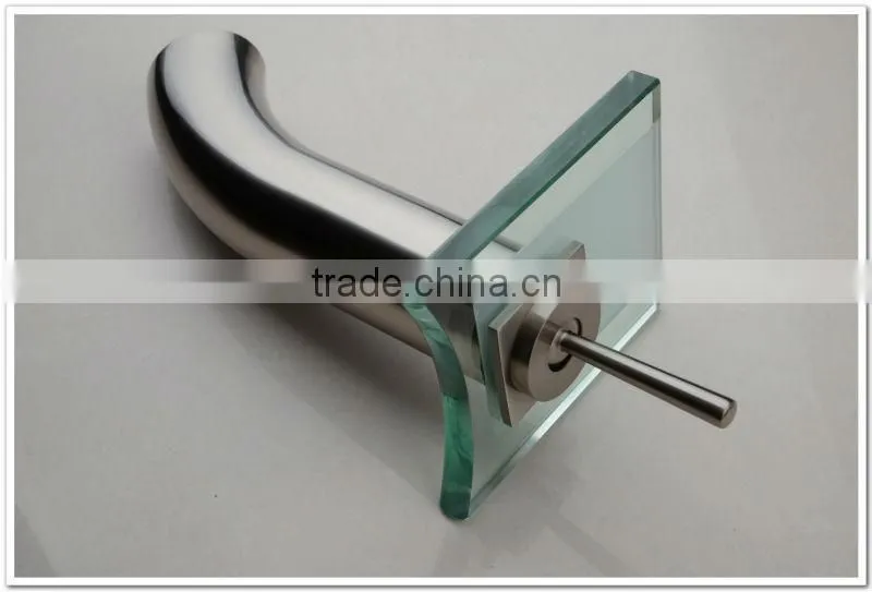 Nickle Brushed High Body Basin Waterfall Tap,Glass Single Lever Basin Mixer QH0801HS