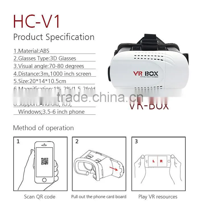 2016 Fashion Style VR Box OEM 3D Video Glasses