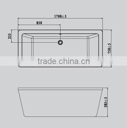 Square Bathtub Free Standing Acrylic Bathtub