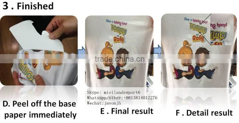 High Quality: Inkjet Light&Dark t-shirts heat transfer paper, imported from Germany