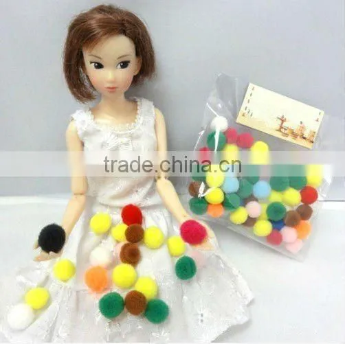 factory supply terylene color wool pom poms for christmas decoration