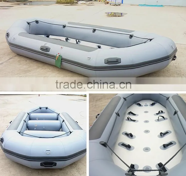Whitewater rafting boats blue inflatable raft with bottom reinforcements