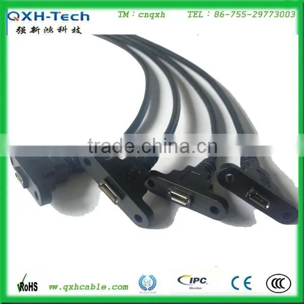 Micro USB Female Panel Mount to USB Micro Male Cable