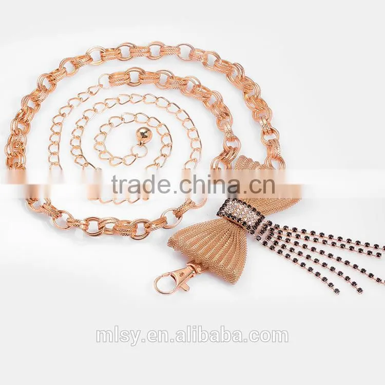 Wholesale new gold chain design with rhinestone Brightness F1-80097