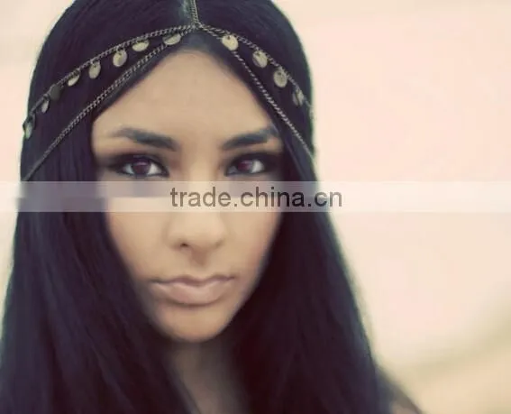 Women Fashion Metal Coins tassels Head Chain Jewelry Headband Head Piece Hair band