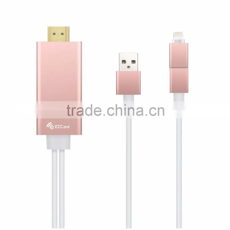 Hot selling EZ Cast EZcast m2 Lightning to HDMI Cable adapter Wire Display Miracast Dongle