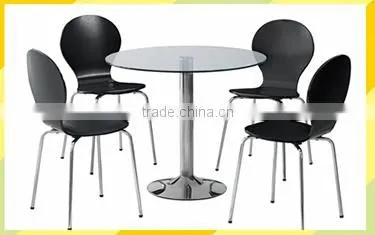 metal frame wood surface luxury tempered glass dining table, heavy-duty metal glass dining table and chairs