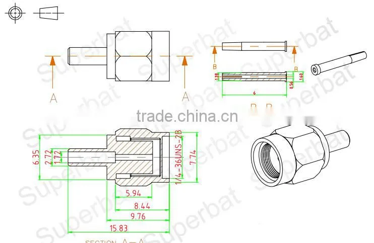 RP SMA Male with socket pin RF connector for coax cable RG316/U cable connector