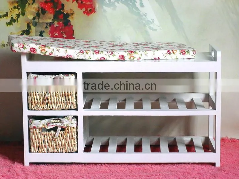 fitting room 2 tiers soft sitting stool for shoes storage