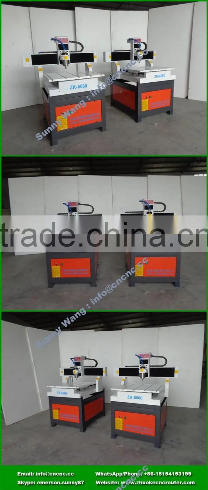 Small PCB CNC Router 6060 Milling Drilling Engraving Machine NCStuido Control 1.5Kw Spindle 600*600mm ZK-6060