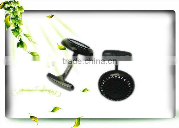 fashion round stainless steel Carbon Fiber Cufflinks