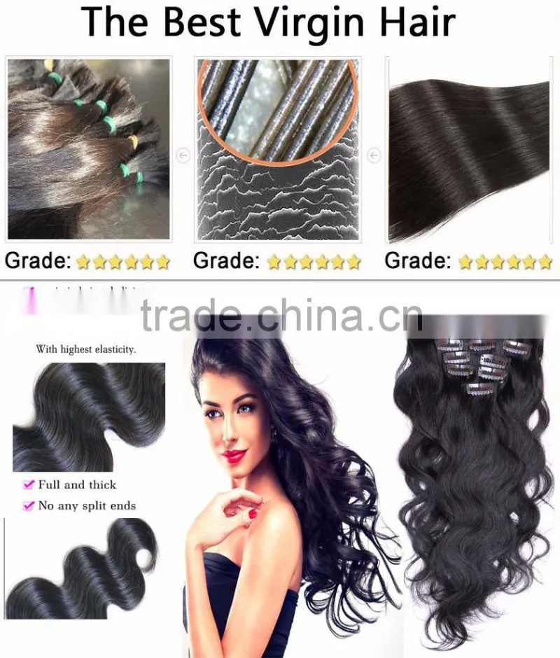 wholesale brazilian hair clip in hair extension natural hair extensions