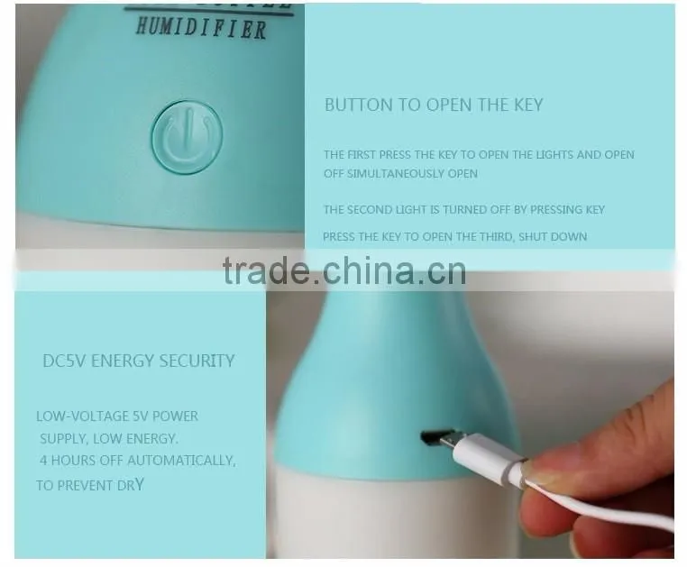 China manufacturer 180ml portable USB air purifier / air humidifier with nightlight
