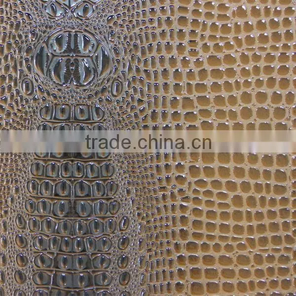 PVC leather for sofa upholstery fabric usage with crocodile emboss