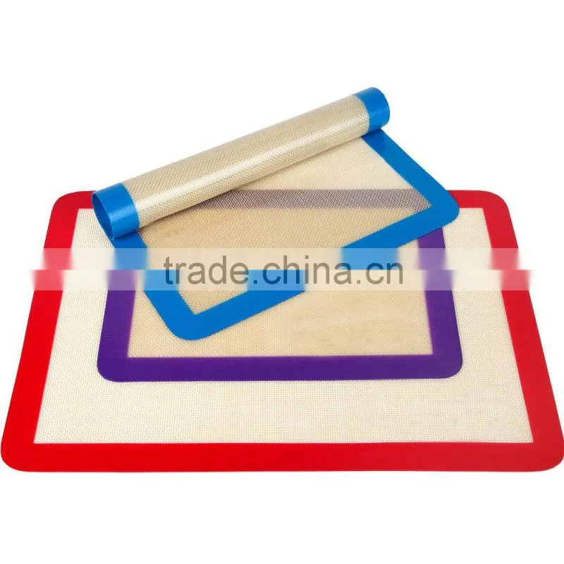 OEM 1 Color Logo Silicone Nonstick Fiberglass Silicone Baking Mat Set