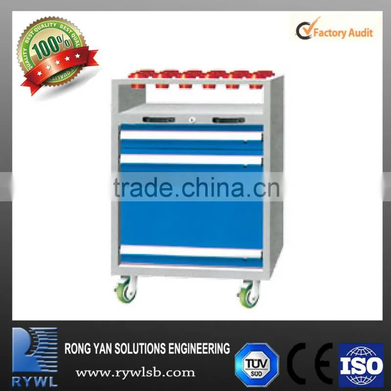 CNC cutting tools chest trolley cart with wheels and 3 drawer