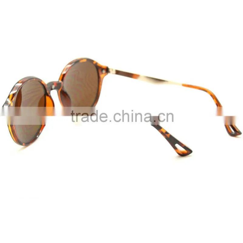 Classic Style Circular Metal Round Sunglasses With Metal Bar