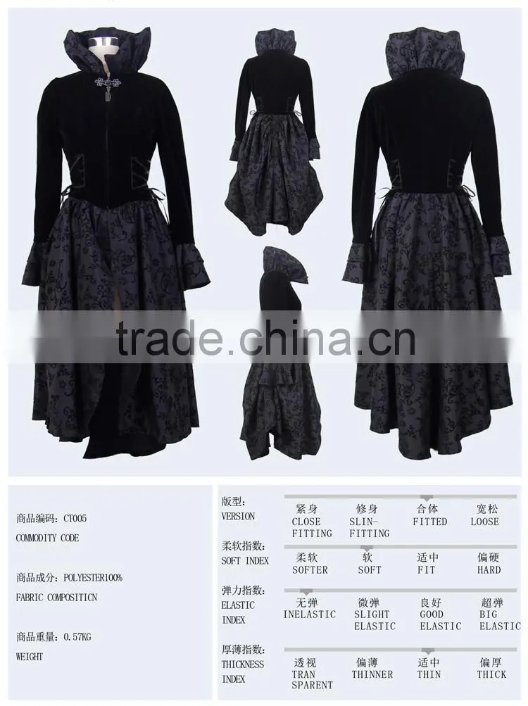 Devil fashion 2015 ladies gothic coat in autumn CT005
