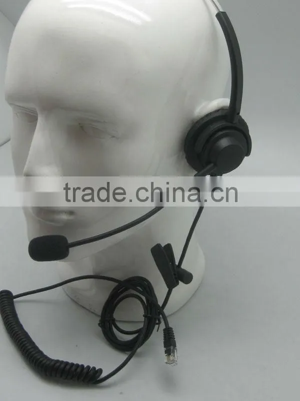 Professional noise cancelling call center headset with rj11 plug