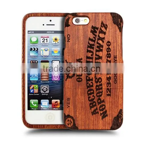 Good hand feeling Universal HOLY Engraving real rose wood two parts mobile cover for Iphone 6