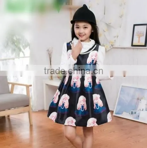 2016 high quality cartoon child baby dress model spring summer baby girls dress designs