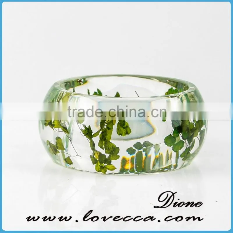 2016 high quality clear customized jewelry resin real dried flower bangle
