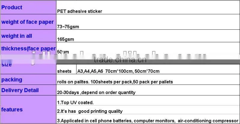 PET adhesive film labelstock rolls for printing
