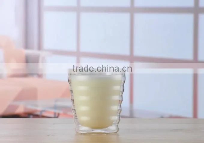 Hand made double wall juice cup double wall drinking glass double wall milk cup