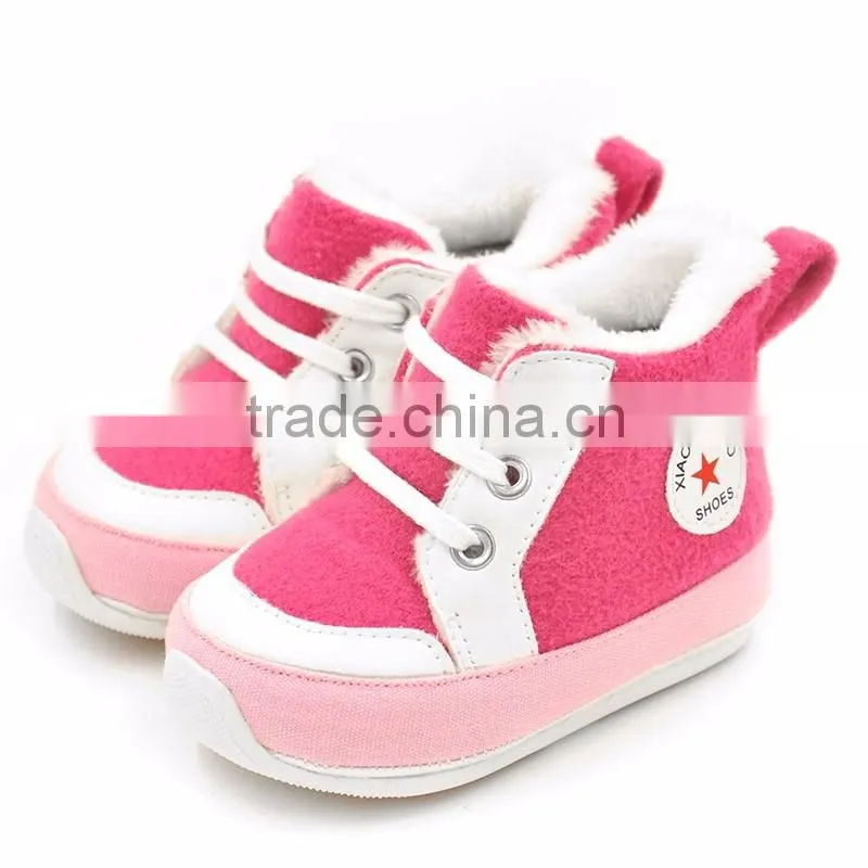 2016 XIAOLIUBAO baby product warm thick winter colored cotton soft baby shoes with TPR
