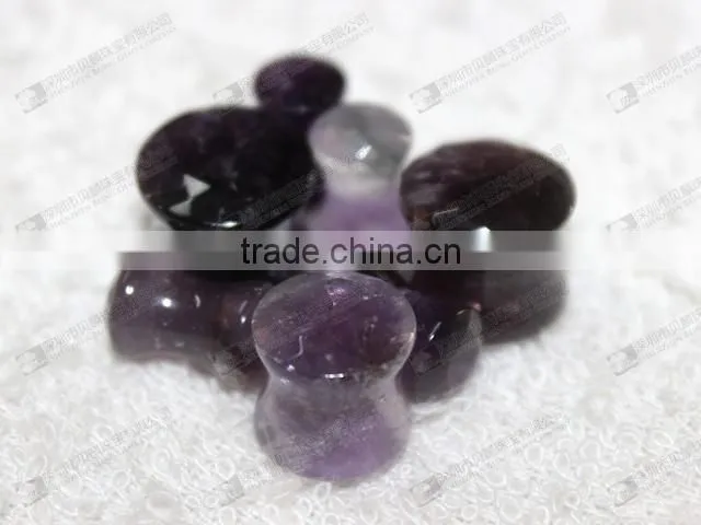 Natural amethyst double flare gemstone ear plugs,ear piercing plugs