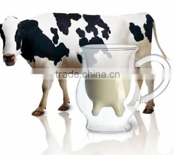 creative double wall glass milk cup drinking water glass