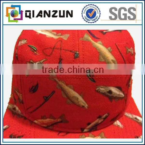 Custom Floral Red 5 Panel Flat Brim Hat and Cap Wholesale