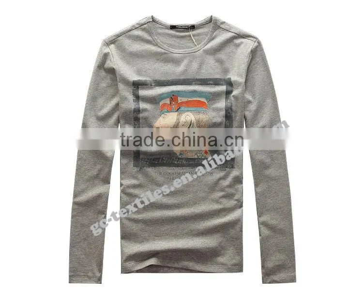 Custom Printed Round-collar Men's Long Sleeve T-shirts