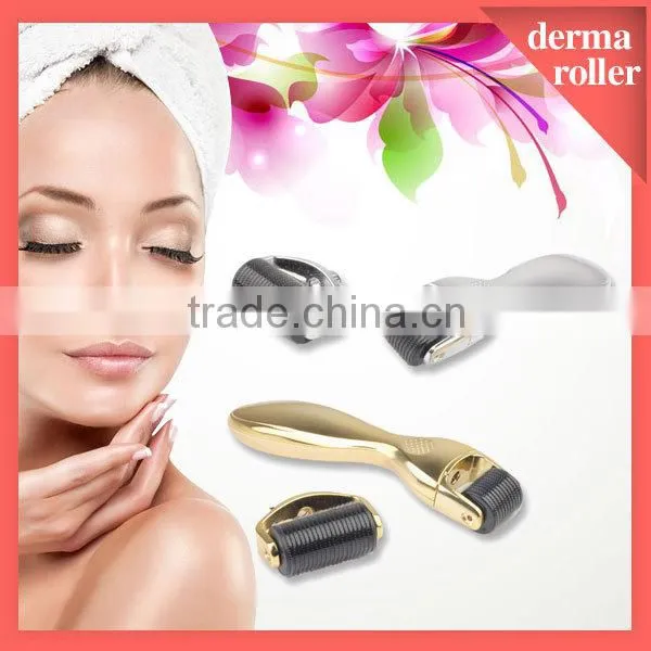 changeable heads 600 pins stainless microneedling dermaroller acne scar removal DRS metal derma roller L013