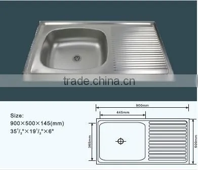 90*50cm stainless steel kitchen sink wash basin