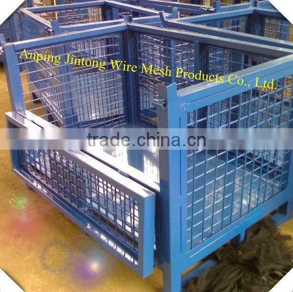 Galvanizing powder coating folding stackable steel wire container