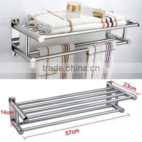Wall Mounted Towel Rack Bathroom Hotel Rail Holder Storage Shelf Stainless Steel