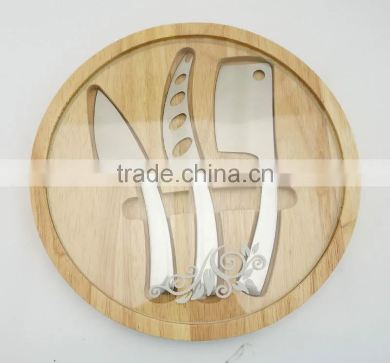 Newest design rotatable bamboo cheese cutting board with cheese tools