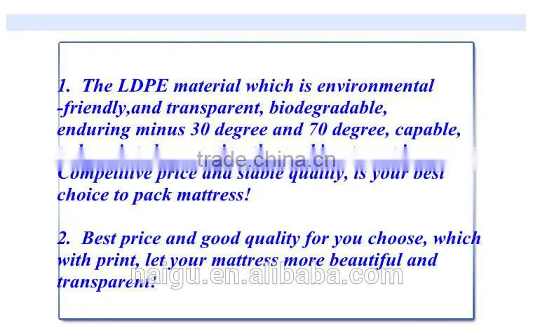 plastic print packaging film cover mattress