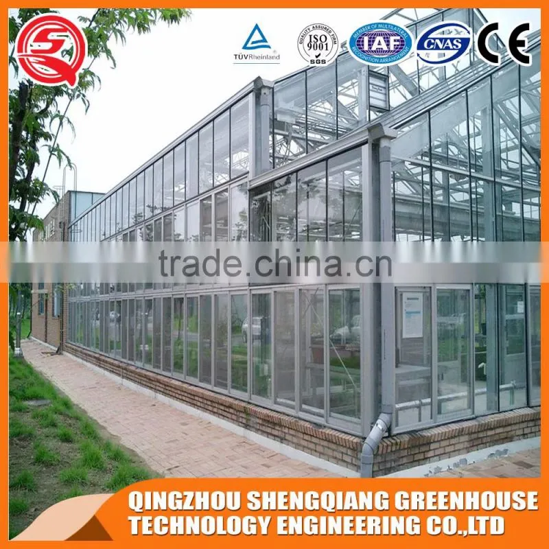 Vegetable and flowers poly tunnel glass greenhouse made in China