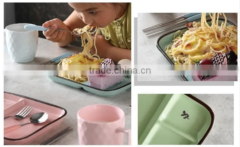 9 inch ceramic divided kids plate kids name plate