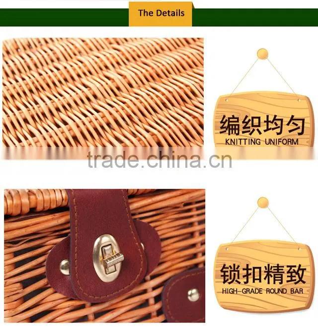 Wholesale new design Food Insulated atacado cestas de vime do piquenique wicker picnic basket
