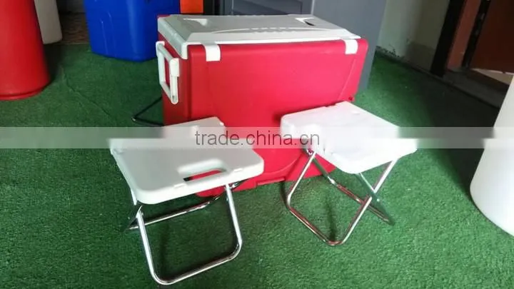 foldable rotomolded picnic cooler box with chairs and tables