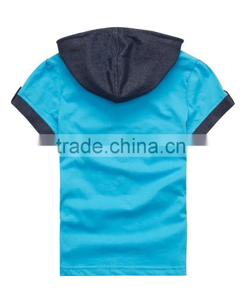 Unisex v-neck t-shirts with short sleeves with hood