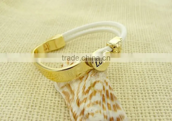 New design hot high grade jewelry letters leather bracelet for women