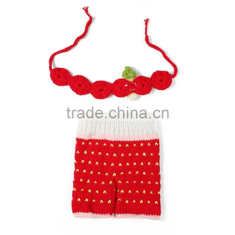 Crochet Baby Outfit,Baby Christmas Outfit,Crochet Baby Headband and Pants Set Photography for Infant
