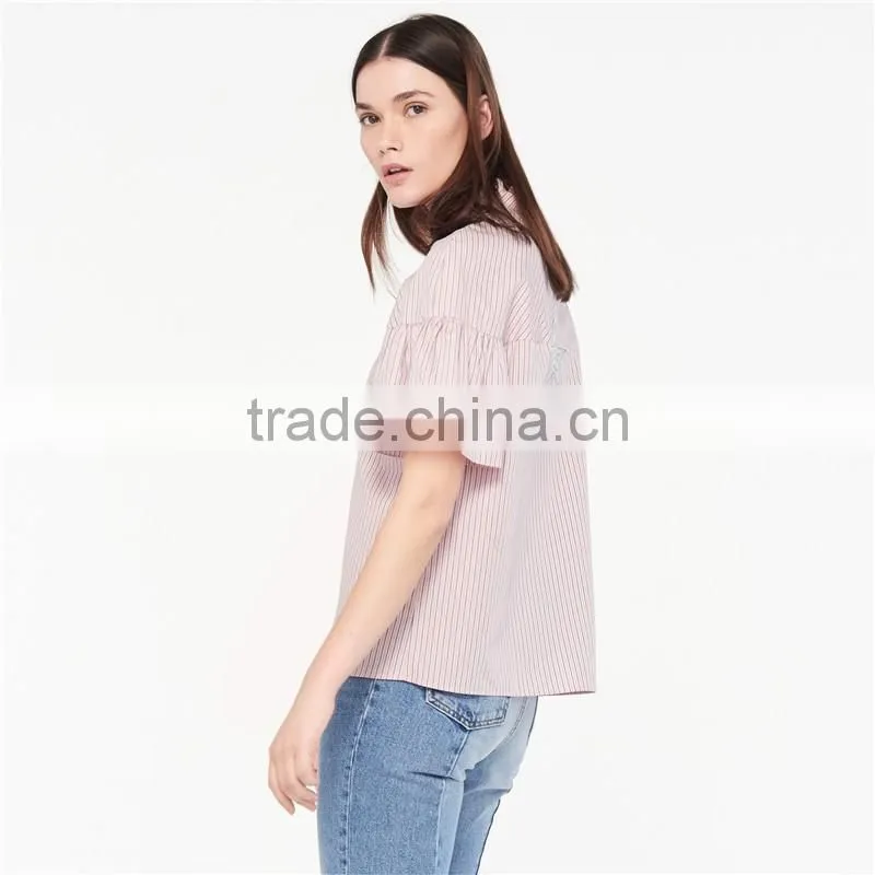 2017 OEM Loose-fitting Grandad-style Neckline Blouse Cloth Online