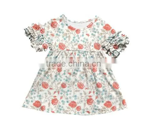 2017 Summer new design ruffle dress baby girl dress with flutter sleeve whosale girls spring /summer dress