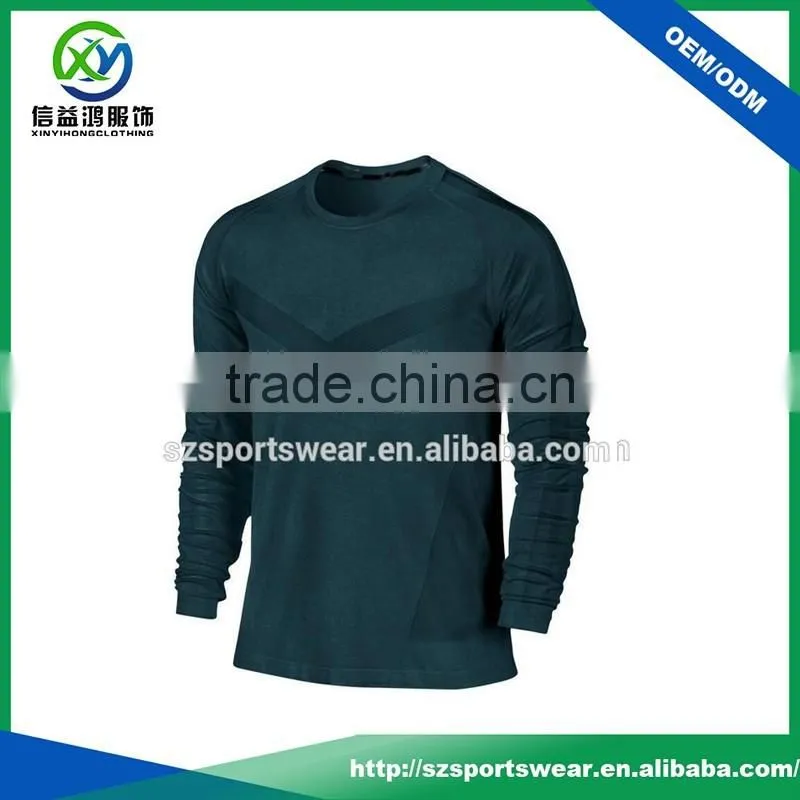 High quality basic design 100%polyester o-neck man long sleeve golf shirt